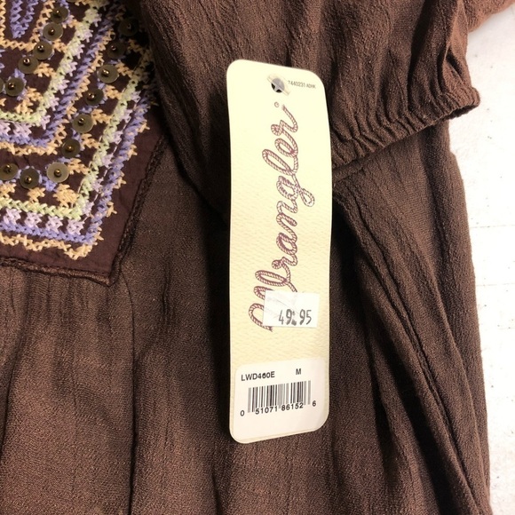 Wrangler Brown Embroidered Western Dress Size Medium NWT - Picture 5 of 7